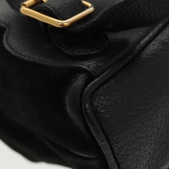 GUCCI Bamboo Backpack Suede Black Gold 003 1705 0030 Auth ep6590 - Picture 16 of 16